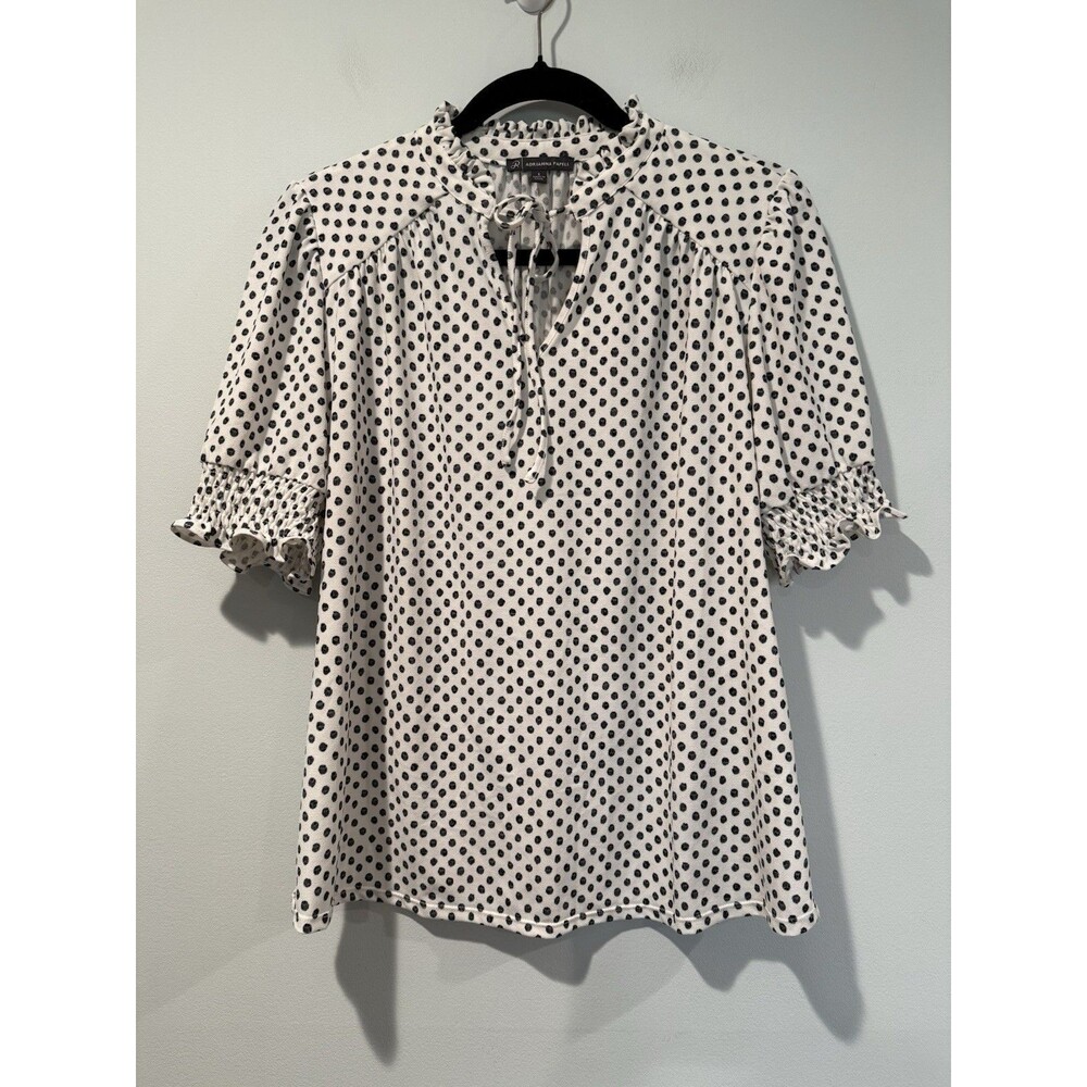Adrianna Papell Top Women Small Work Academia Polka Dot Preppy Twee Retro Travel